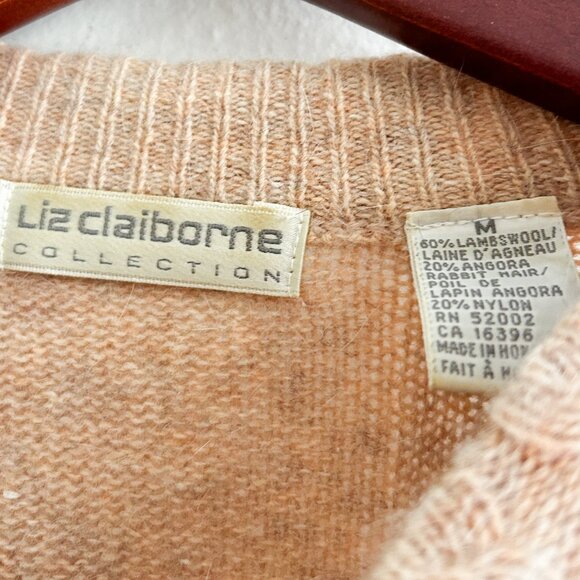 Vintage Liz Claiborne Collection Angora Wool Sweater Soft Blush Floral - Picture 7 of 9